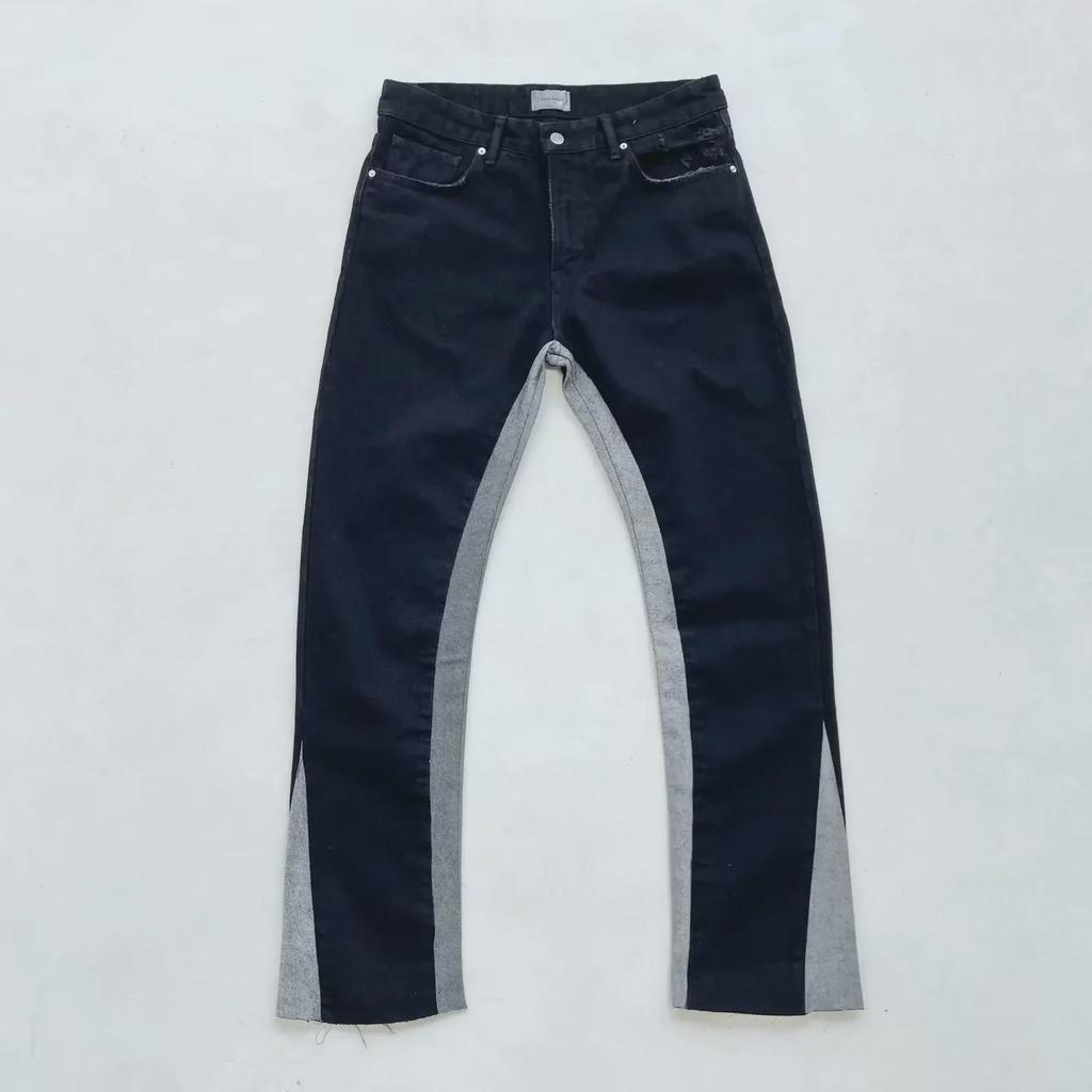 American Design Contrast Stitch Tassel Jeans: Trendy Slim Fit Flared Trousers for Men & Women