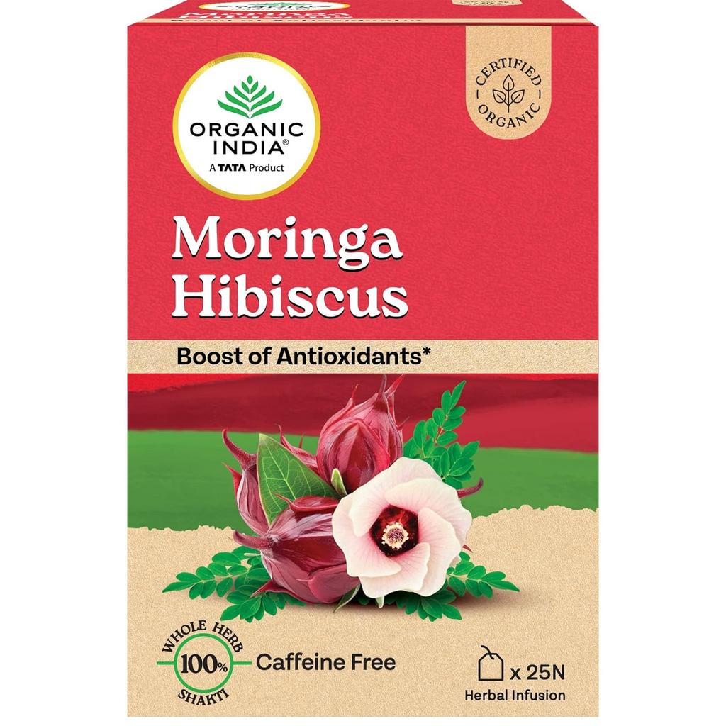 ORGANIC INDIA Моринга Гибискус 25 чайных пакетиков (Пакет из 1)
