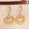 Korean-Style Mesh Crystal Cat's Eye Stone Earrings: Luxurious, Trendy, High-End, and Fashionable.