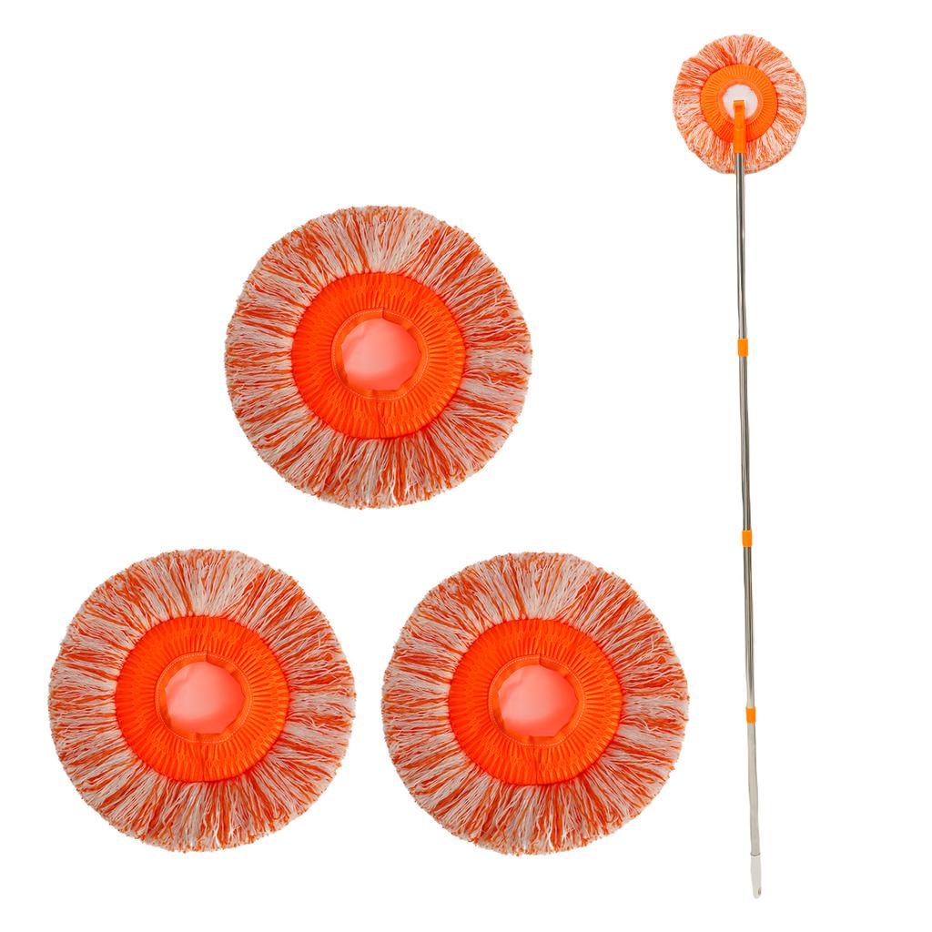 Набор швабр для уборки с вращением на 360° Круглая швабра из микрофибры для пыли с 4 съемными ручками и 4 сменными насадками Инструмент для мытья стен