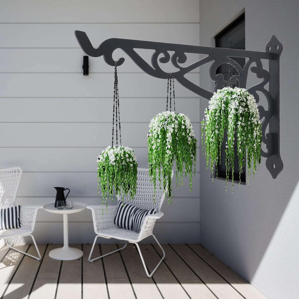 Уличный подвесной кронштейн из черного железа, многофункциональный декоративный держатель для растений, кормушка для птиц, фонарь, колокольчики, украшения