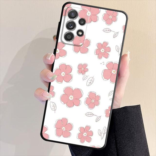 Милый чехол с цветочным рисунком для Samsung Galaxy A71 A31 A51 A32 A72 A52 A23 A13 A33 A21s A22 A53 A11 A52s A12, матовая броня, черный мягкий чехол