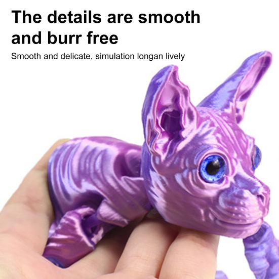 3D-печатная фигурка лысого кота с подвижными суставами Фигурка кошки-сфинкса с шарнирным соединением