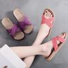 New Summer Indoor Breathable High Heel Cotton Linen Slippers