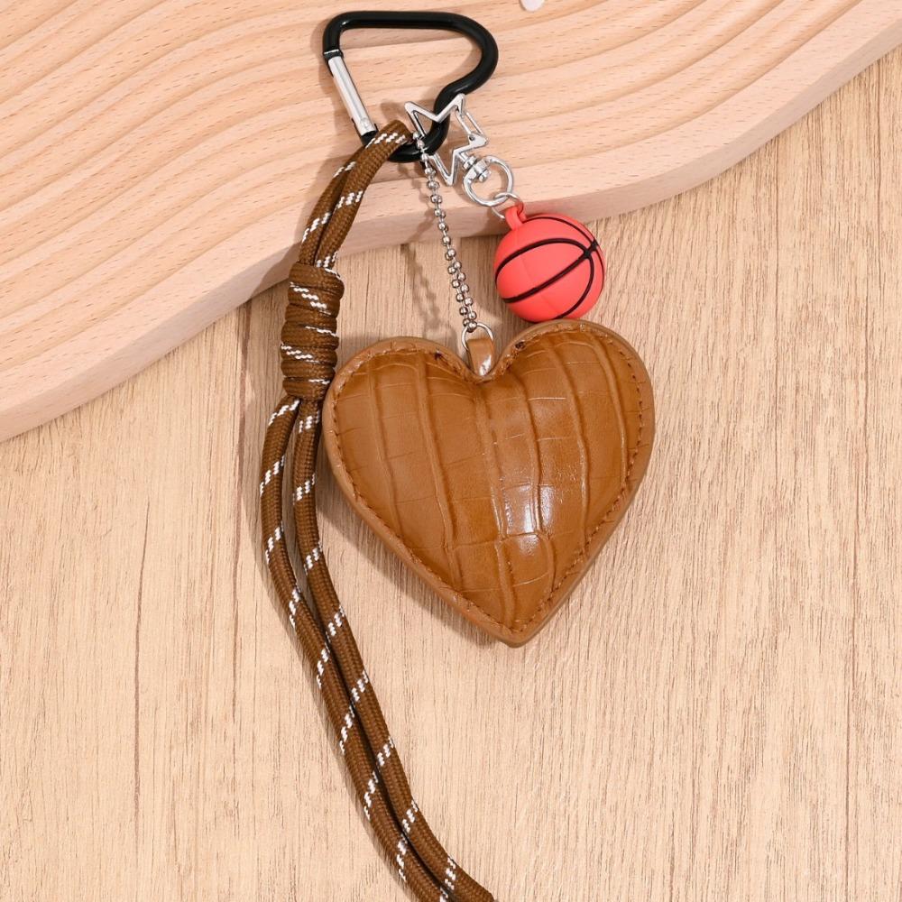 Basketball Leather Heart Keychain PU Love Football Bag Charm Children Girl