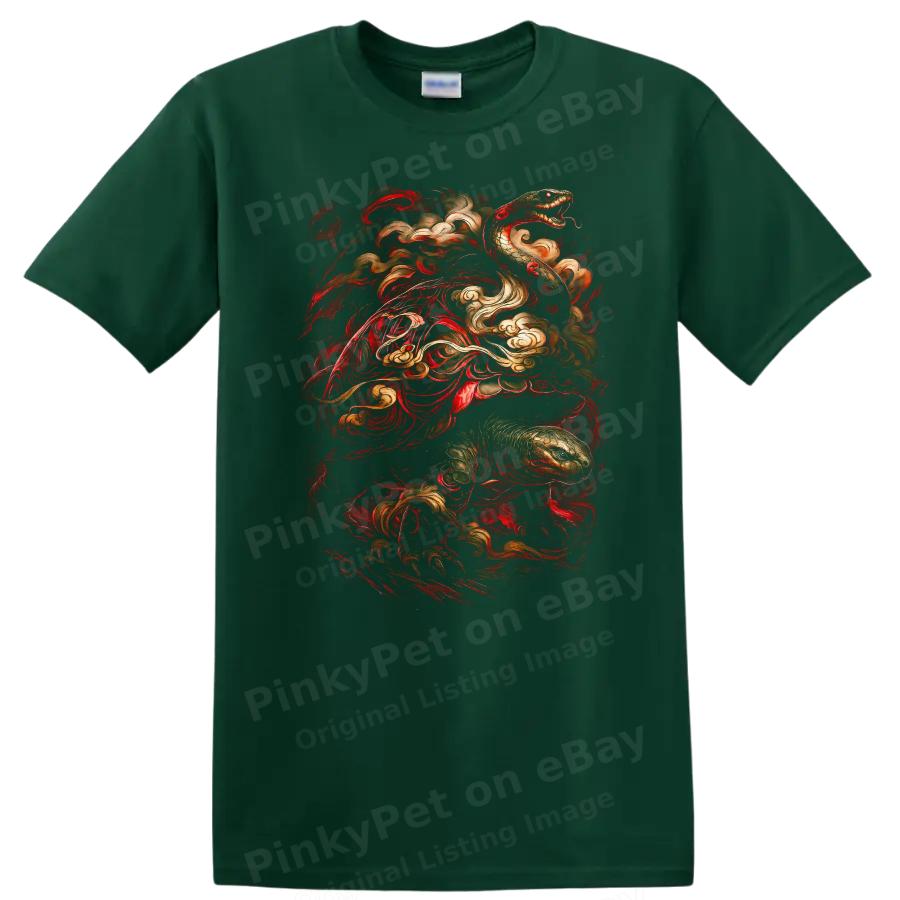 Japanese Style Dragon and Lizard Graphic T Shirt Awesome Art Tee
