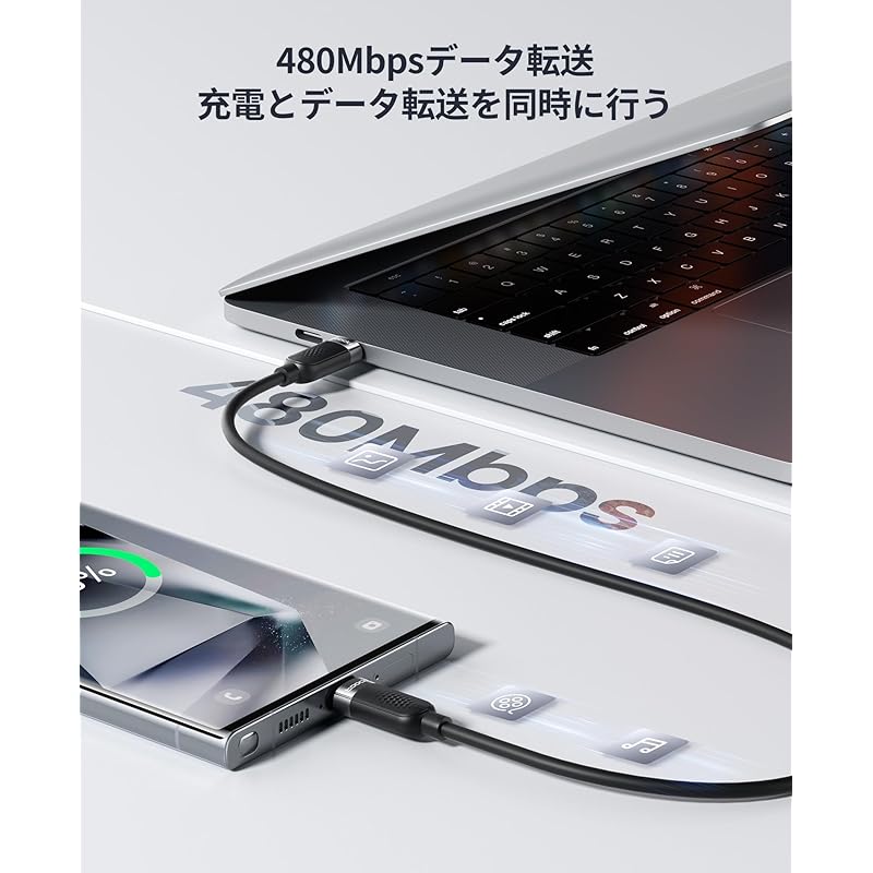 Toocki Usb C Cable 1M 60W [Set of 2] Type C Fast Charging PD/QC Compatible Silicon Cable Soft Not Tangled Comes with Cable Ties Black Charging Cable