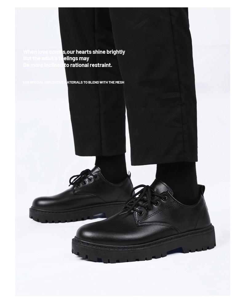 Мужская повседневная деловая кожаная обувь Осень 2024: Модные водонепроницаемые ботинки Мартинс в британском стиле