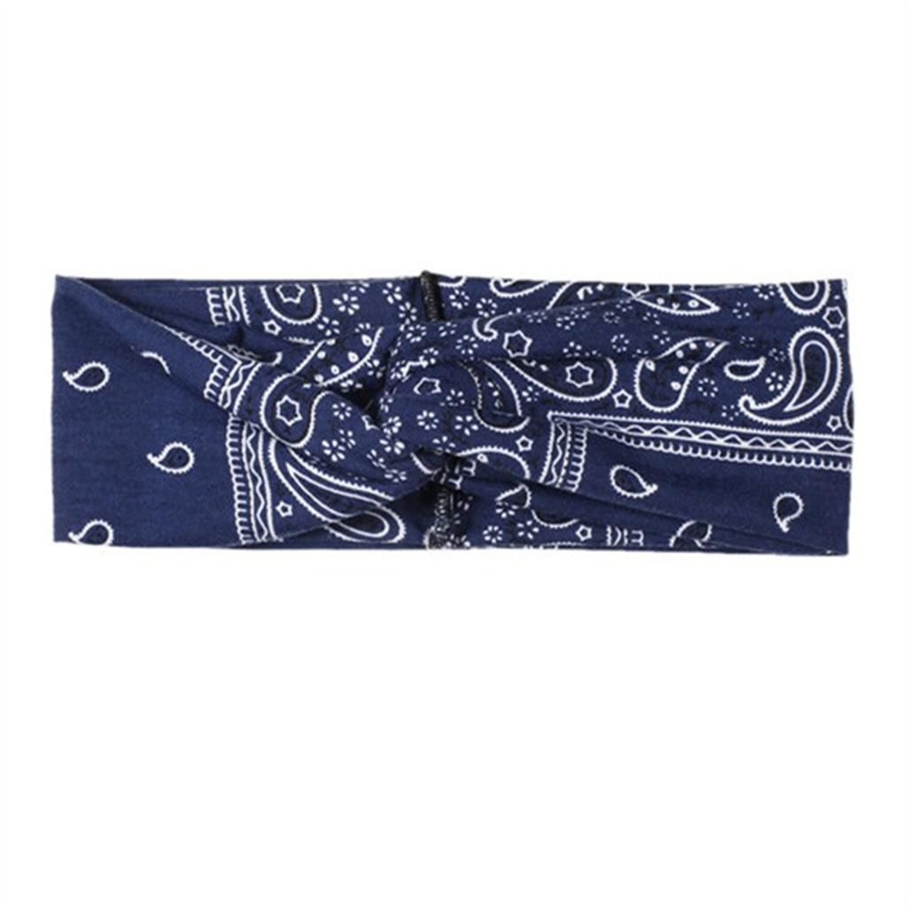 Bandana Printed Headband Women's Yoga Sports Hair Wrap Tie Paisley Twisted Stretchable Hair Band