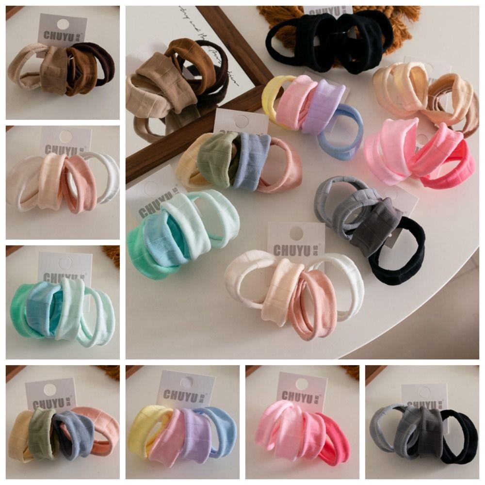 4pcs/set Seamless Hair Rope Set Macaron Color Elastic Hair Rings Simple Towel Hair Ties  Girl