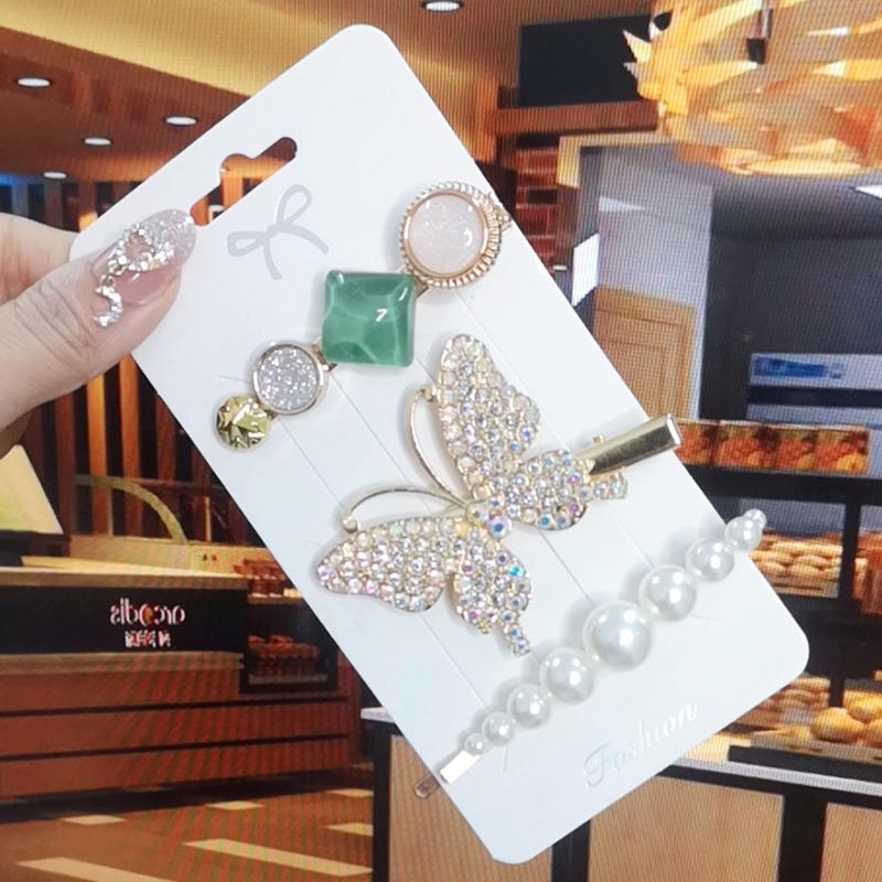 Корея Блестящий Кристалл Набор Заколок для Волос Модные Аксессуары для Волос Тренд для Женщин Девушка Жемчуг Стразы Заколка Боковая Заколка для Волос