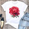 (Asian Size) Tee Top Women T Shirt Woman Female Short Sleeve Cute Flower Lovely Trend Clothing Print Fashion Graphic T-shirts