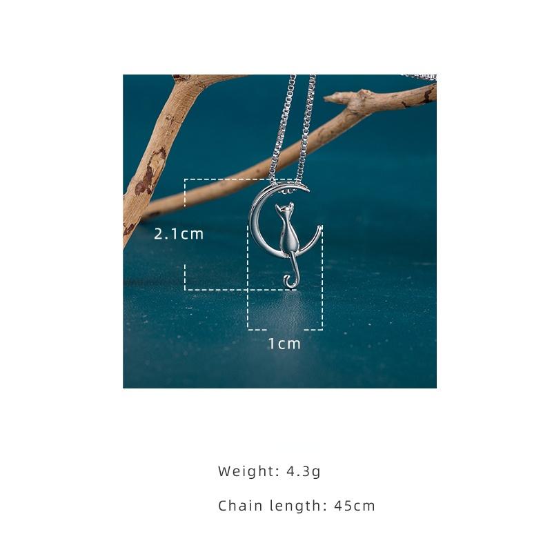 BELLA BOX Trendy Silver Plated Moon Cat Women Necklace Romantic Anniversary Girl Gift Delicate Female Pendant Necklace Jewelry