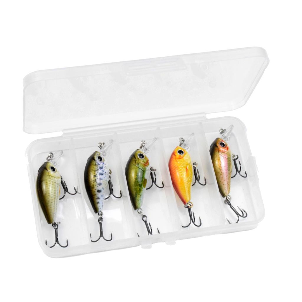 LIXADA 5pcs Fishing Lures Set Hard Body Lures with Treble Hook Life-Like Swimbait Fishing Bait 3D