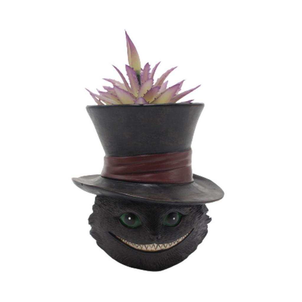 Уникальный маленький горшок для растений в виде головы черного кота, милый суккулентный цветочный горшок для дома, забавный новинка, смоляной цветочный горшок для растений с дренажным отверстием, держатель для кистей для кошачьих ручек