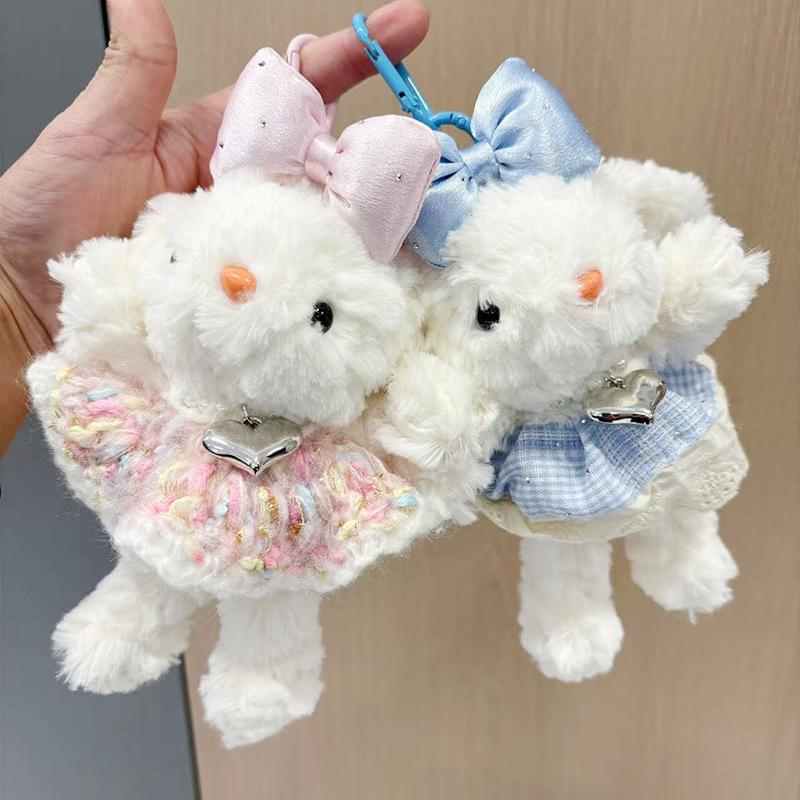 Милый мультяшный пушистый кролик кукла брелок кулон для рюкзака кулон сумка аксессуары креативный чучела животных брелок для подарков