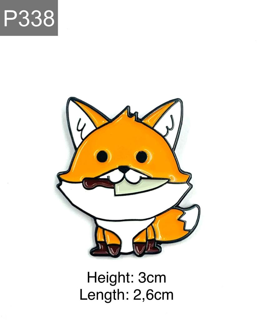 New Enamel Pin Fox Animal with Knife Funny Metal Pin Gift Birthday 1 Piece