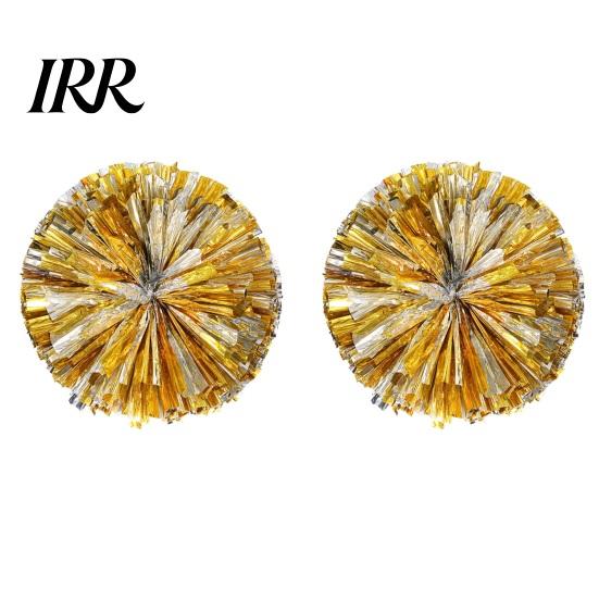 Cheer Squad Accessories 2 Pcs Cheerleader Pom Poms Metallic Holographic with Mini Cheerleading Balls Handle Ring for Sports Team Spirit Party
