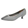Women's Plus Size Thin Heels Knitted Simple Shoes Casual Pointed Toe Stiletto Work Single Shoes Solid Color 34-43