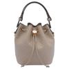 Tory Burch T Monogram Classic Logo Embossed Solid Color Bucket Bag Leather Mini Shoulder Tote Women Bags Light-Beige 175526-200
