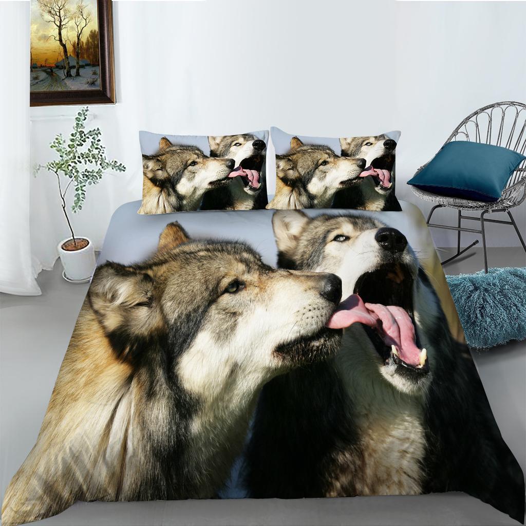 Постельное белье серии «Волк» из полиэстера, двух- или трехпредметное, с 3D цифровой печатью