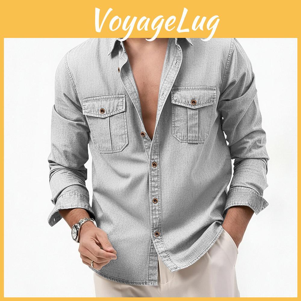 Casual Style Safari Men Shirts Outdoor Work Travel Button Down Tops Long Sleeve Hiking Camping Utility Shirt With Flap Pocket