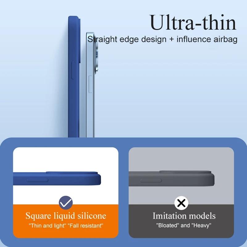 Роскошный квадратный жидкий силиконовый мягкий чехол для телефона из ТПУ для iPhone 15 14 13 12 11 Pro Max X XR XS Max 7 8 14 15 Plus полная защита задняя крышка из ТПУ