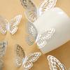 Yousheng 12 Pcs 3D Butterfly Wall Decor 3 Sizes Metallic Hollow Butterfly Decal for Birthday Party Cake Decoration Removable DIY Wall Art Mural for