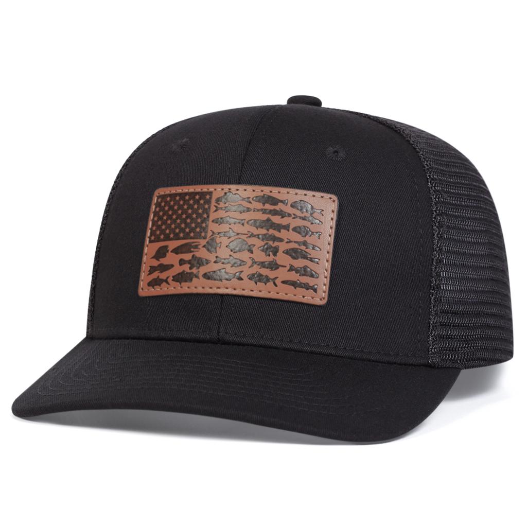 Net Baseball Label Leather Flag Fish Little Brown Neutral Gender Women Men For 1Piece Caps Spring Summer Outdoor Adjustable Casual Hats Sunscreen