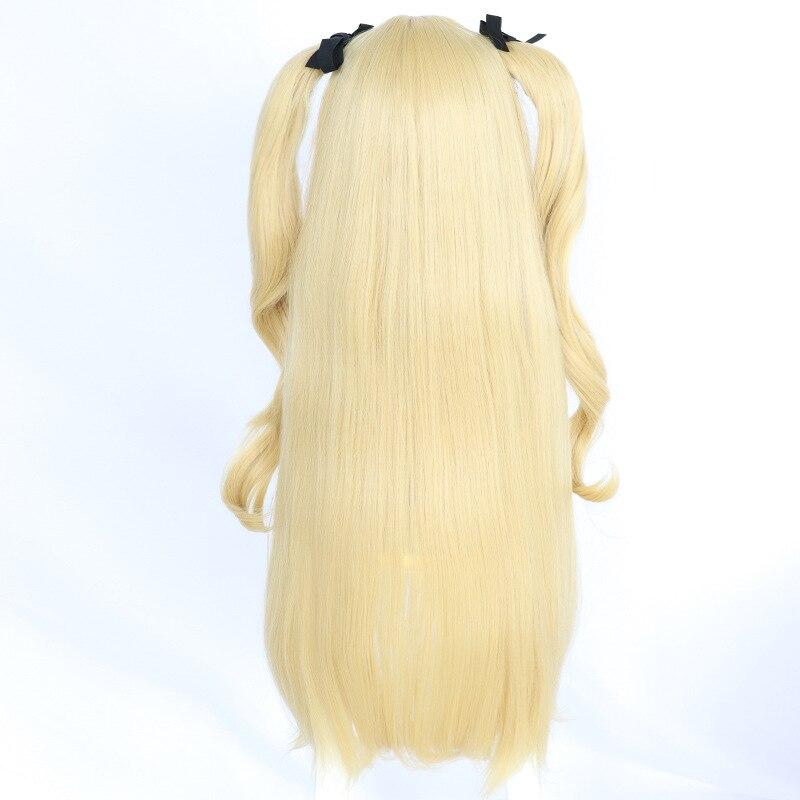 Аниме Genshin Impact Fischl, парик для косплея, блондинка, двойные вьющиеся хвостики, золотые прямые термостойкие парики из синтетических волос