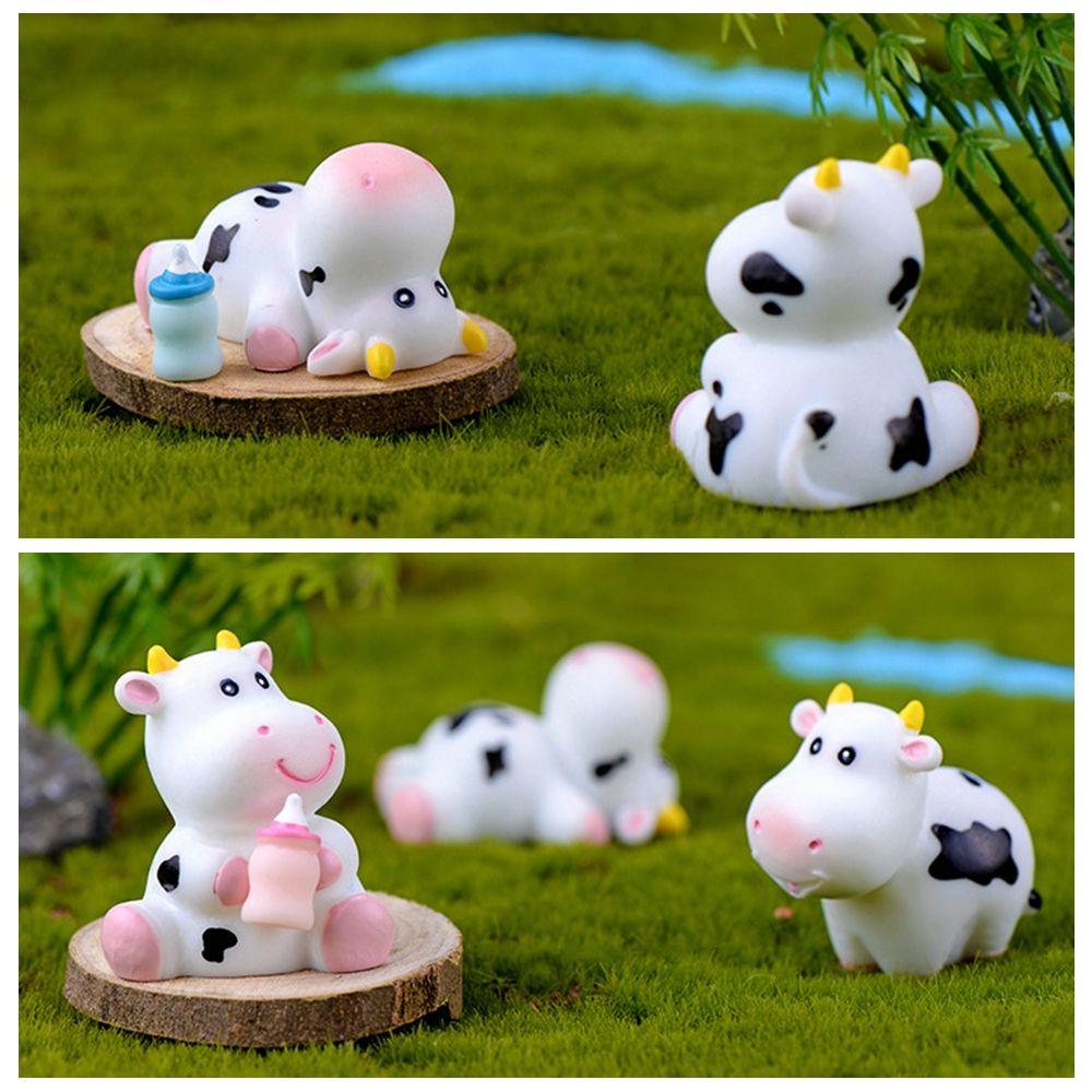 Fairy Garden Micro Landscape Animal Model Little Statue Cow Figurines Miniature Dairy Cattle