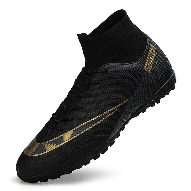 Plus Size Football Shoes Men's High Top Youth Student Competition Training Shoes Artificial Turf Long Spike Basketball Shoes