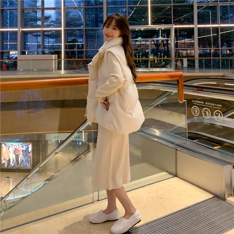 Осенне-зимняя женская однотонная короткая свободная утепленная студенческая жилетка без рукавов с воротником-стойкой, женская куртка