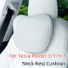 For Tesla Model 3/Y/X/S Car Seat Headrest Neck Pillow Headrest Support High-quality Leather Seat Protect Cover Car Accessories