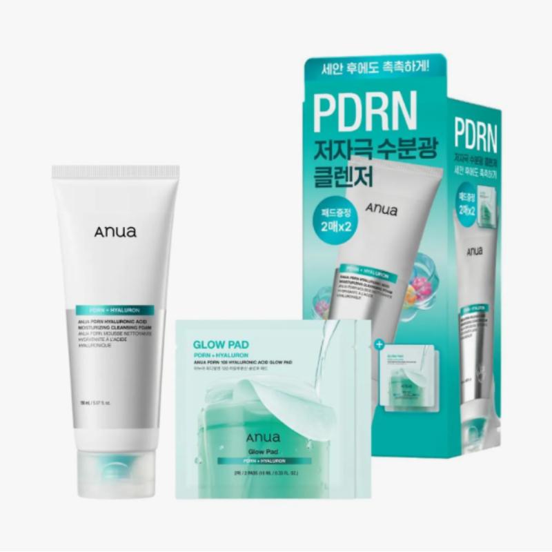 Anua Пенка для умывания с гиалуроновой кислотой и PDRN 150 мл + Пэды с PDRN 2 шт. * 2 упаковки