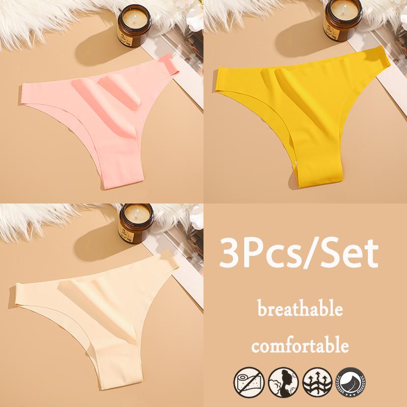 FINETOO 3 шт./компл. бесшовное нижнее белье из ледяного шелка с низкой талией бразильские трусы дышащее высокоэластичное нижнее белье трусики
