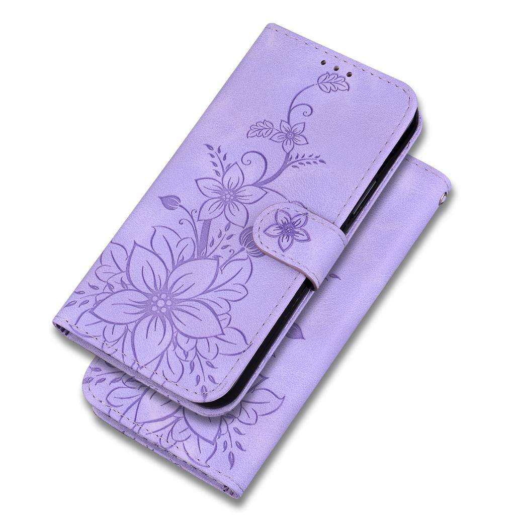 For Huawei Honor Series,nova Series,Mate Series,Y Series,P Series,Enjoy Series.Embossing Process Lily Flower Wallet Leather Flip Cover Case