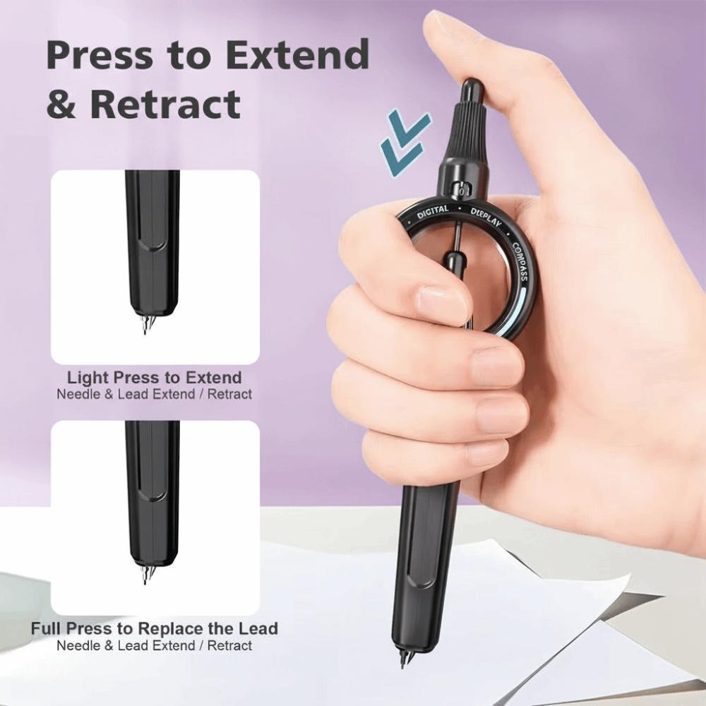 Retractable Circle Drawing Gauge Push-action Push-Action Compass Learning Art Supplies