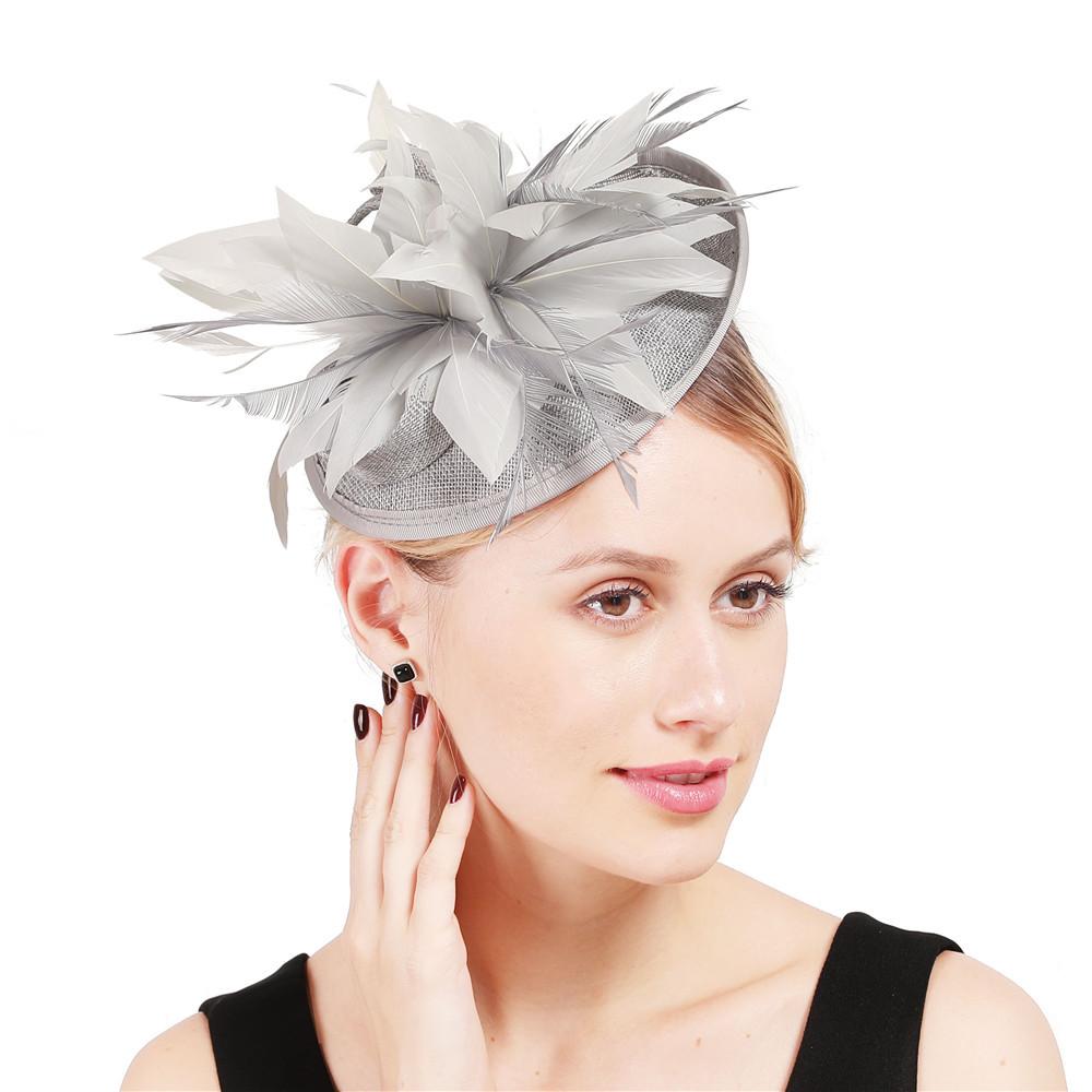 Deep Leather Powder Boutique Banquet Mesh Top Hat Hemp Headgear Bridal Wedding Dress Mesh Feather
