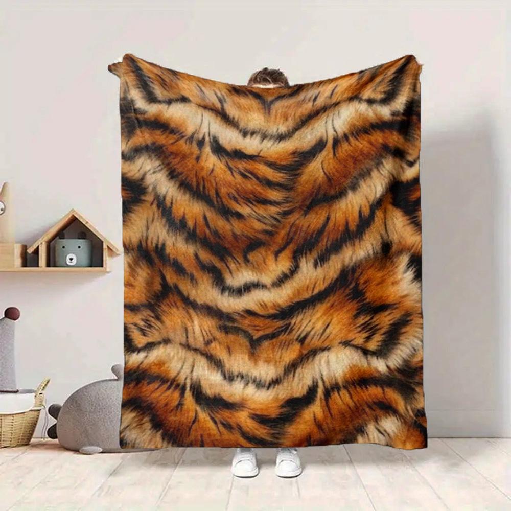 1PC Tiger Print Print Blanket, Soft Throw Blanket - Warm & Cozy for Couch, Bed, Office, and Travel yy250912189
