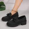 Fashion Metal Buckle Block Heel Single Shoes Autumn New Round Toe Deep Mouth Platform Sole Non-slip Wear-resistant Single Shoes