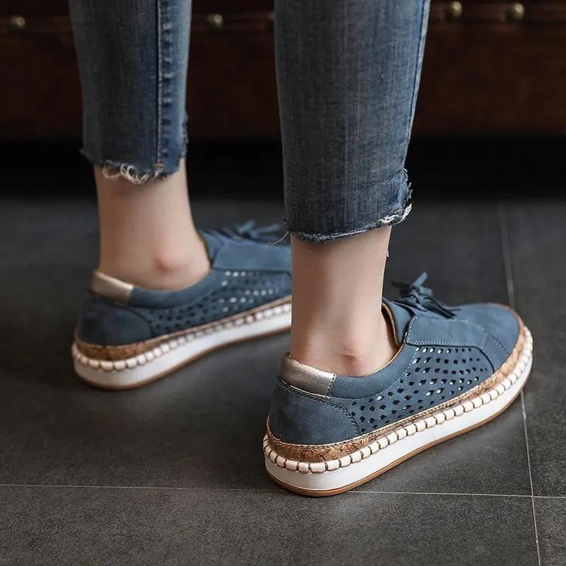 Fashion Women's Sneakers Breathable 2025 New Fashion Flat Outdoor Woman Vulcanize Shoes Mesh Fabric Lace Up Ladies Shoes Female Footwear