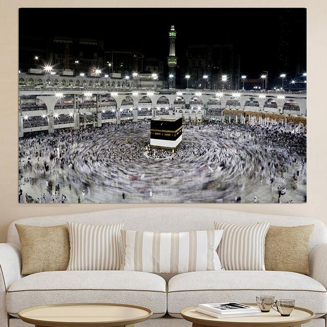 Пейзаж Мечеть Холст Картина Широкий Мекка Свет Вид Плакаты и принты Настенные художественные фотографии Гостиная Домашний декор Без рамки