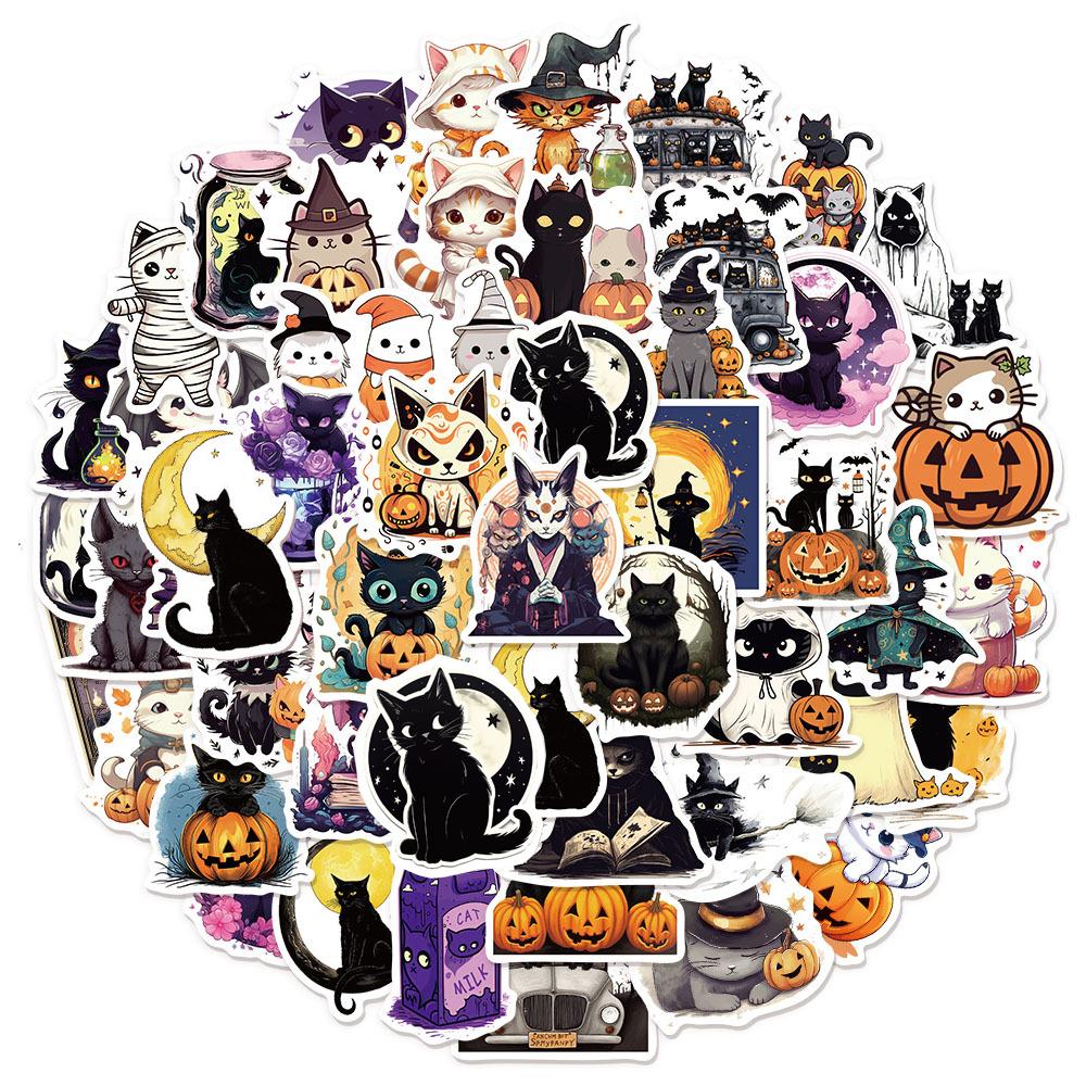 10/30/50 шт. Забавные милые Хэллоуинские наклейки с кошками Мультяшные наклейки для детей Игрушка Блокнот Телефон Гитара Ноутбук Креативные наклейки-граффити