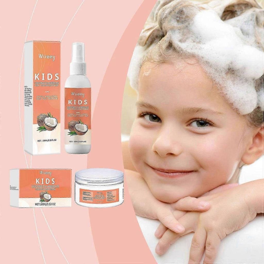 Набор Shea Moisture для ухода за кудрявыми волосами детей - Крем-масло для завивки "Кокос и Гибискус" + Дополнительно увлажняющий спрей-распутыватель для детей с волнистыми, густыми и пушащимися волосами