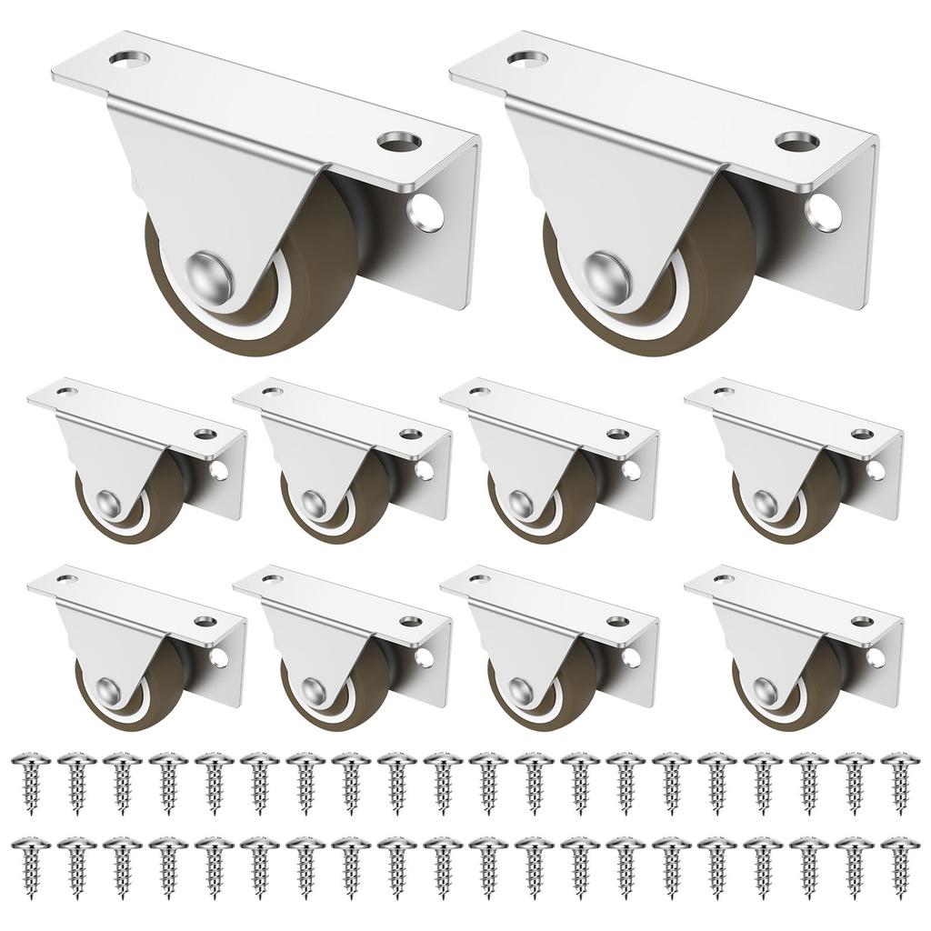 Mini Fixed Caster Wheels 1inch 1.25inch Silent Rigid Plate Casters Furniture Casters for Furniture Rolling Cabinet Trundle Bed