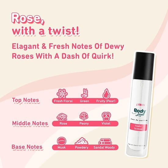 Plum BodyLovin' Feelin' So Rose Eau De Parfum | Роскошные духи для женщин | Свежие цветочные, розовые и мускусные ноты | Удобен для путешествий | Кайф от веселья (15 мл)