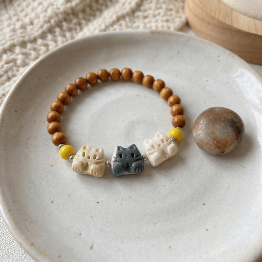 Cute Biscuit Cat Bracelet Adjustable Cat Beads Bracelet Fashion Friendship Bracelet Friends