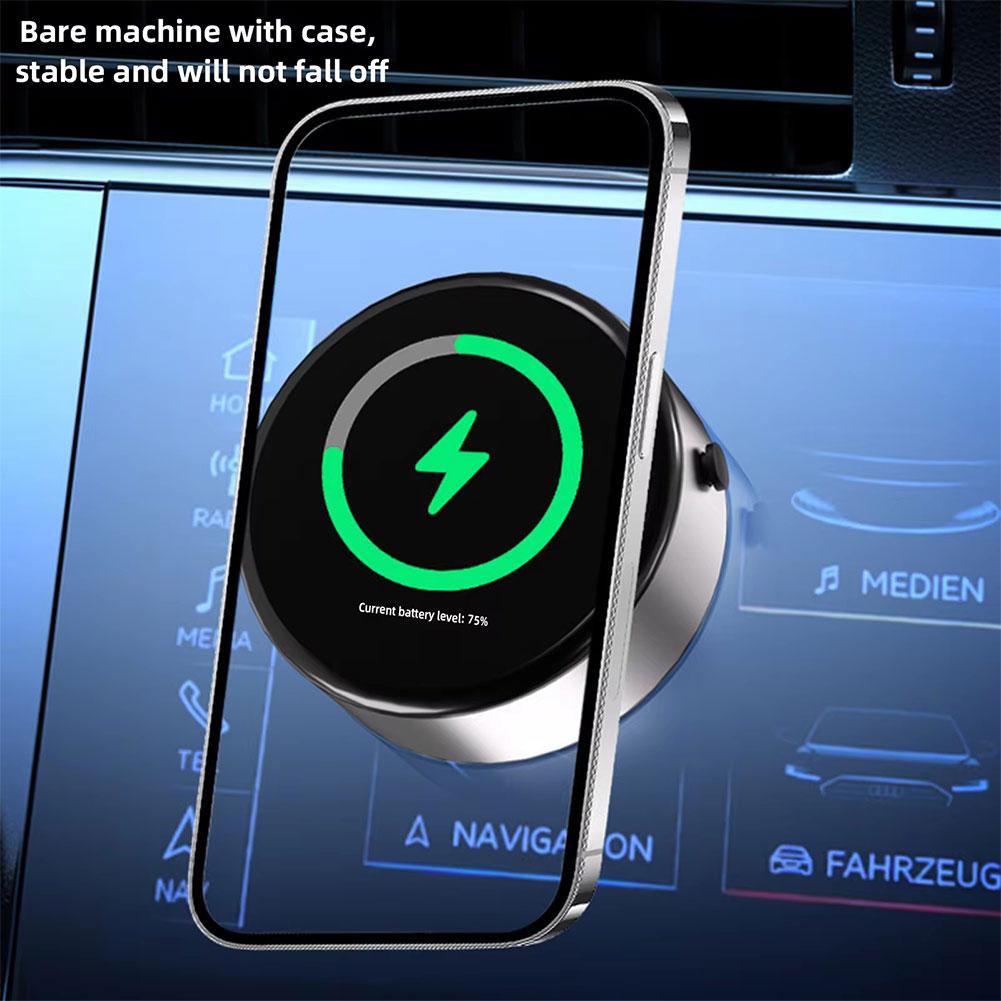 15W Car Mount Magnetic Wireless Charging Mobile Phone Holder For IPhone15 14 Android Universal Vacuum Adsorption Stable Bracket