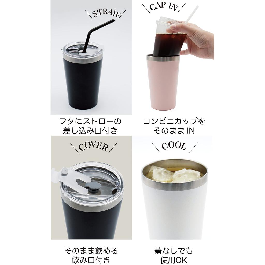 Dolce Duo Thermo Tumbler with Heat Cold Stainless Vacuum Double Cup Set of Convenience Store Cup Gift Wooden Box Lid, Retention, Insulation, Steel,